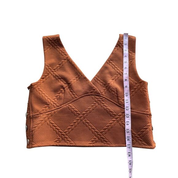 Anthropologie Maeve Textured Button Side V-neck Cropped top Size L - Picture 8 of 10